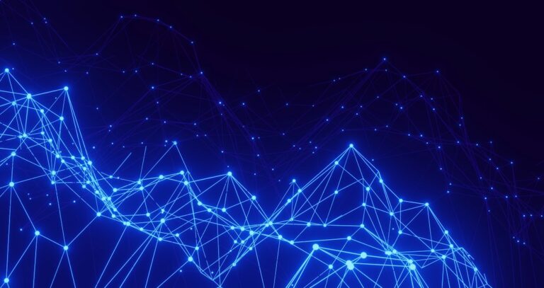 Network of connected nodes representing blockchain consensus mechanisms including Proof of Work, Proof of Stake, and Delegated Proof of Stake